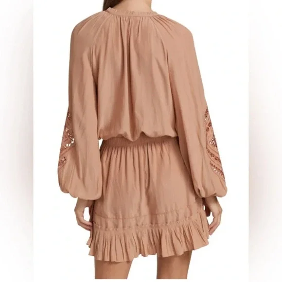 NWT Ramy Brook Emmett Ruffle Minidress Caramel Size Small - Picture 3 of 7